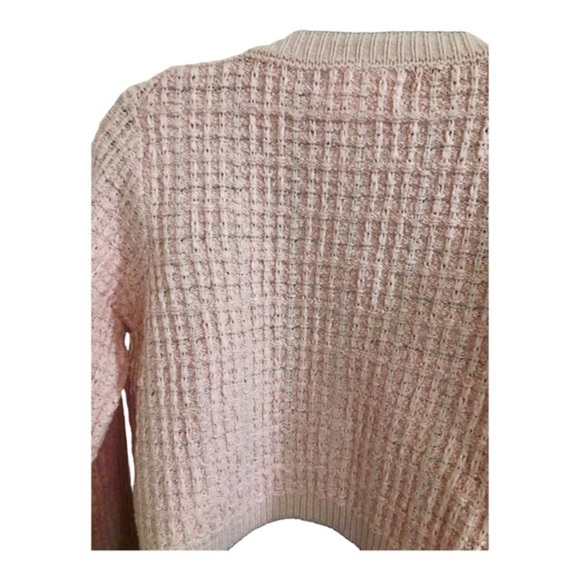 Jessica Simpson pink textured knit pearl button crop cardigan sweater jacket - Picture 10 of 15